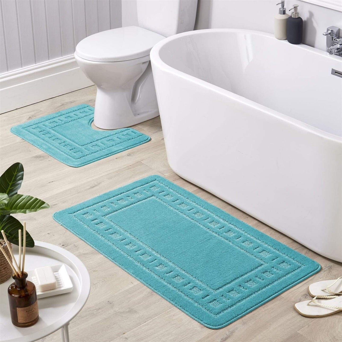 OLIVIA ROCCO basics Bath Mat AQUA Jumbo Miami Bath Mat Set Wholesale Manchester UK