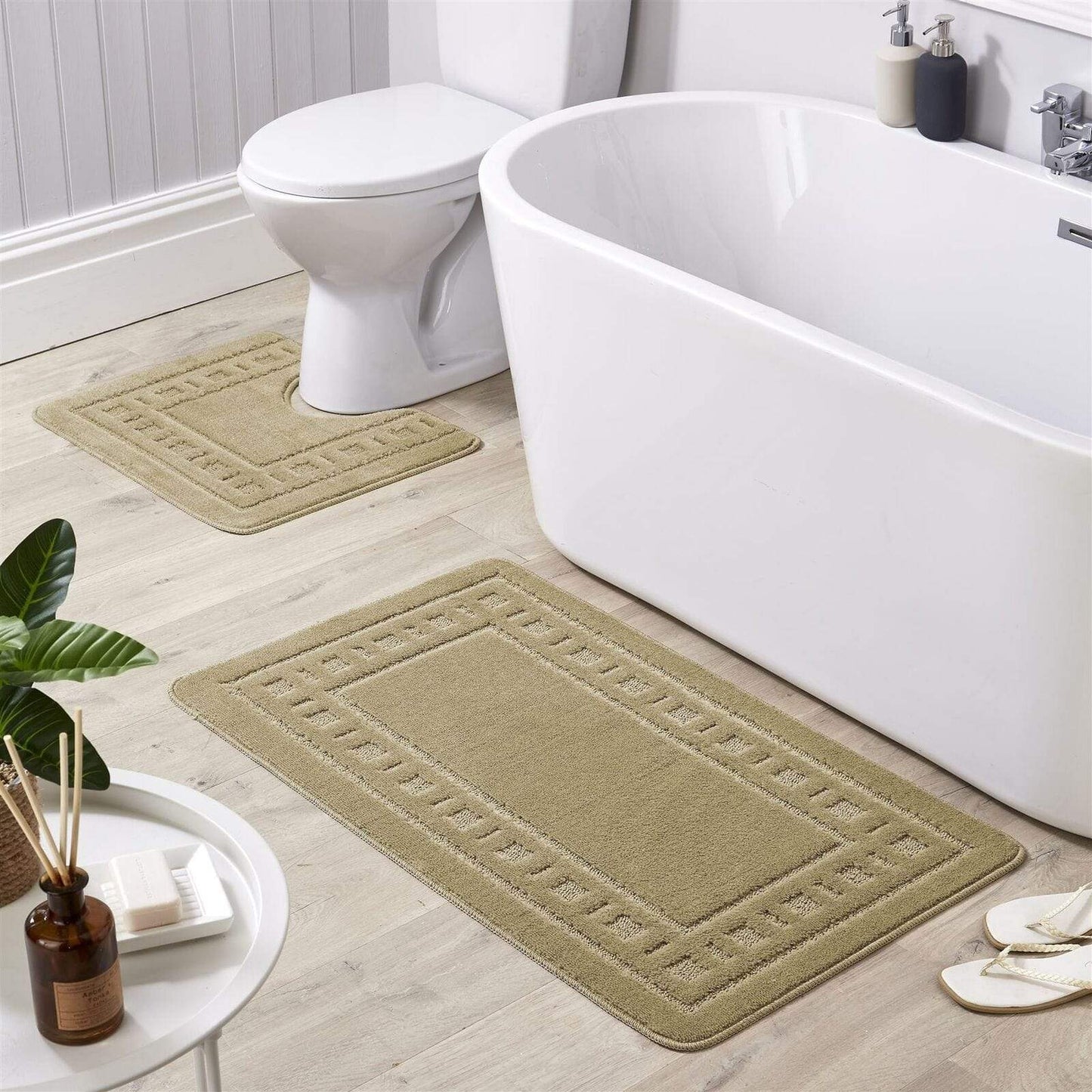 OLIVIA ROCCO basics Bath Mat BISCUIT Jumbo Miami Bath Mat Set Wholesale Manchester UK