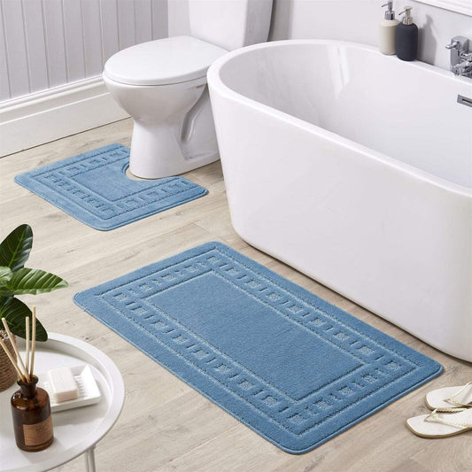 OLIVIA ROCCO basics Bath Mat BLUE Jumbo Miami Bath Mat Set Wholesale Manchester UK