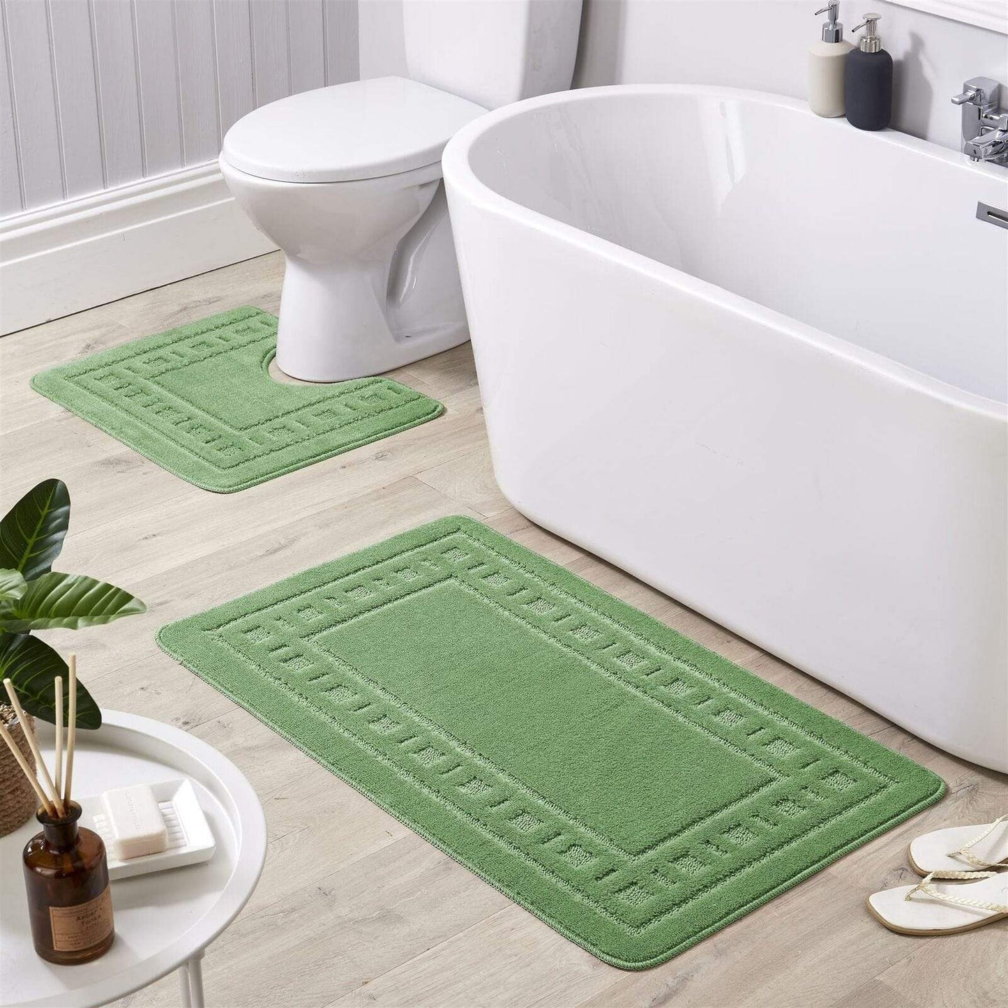 OLIVIA ROCCO basics Bath Mat GREEN Jumbo Miami Bath Mat Set Wholesale Manchester UK