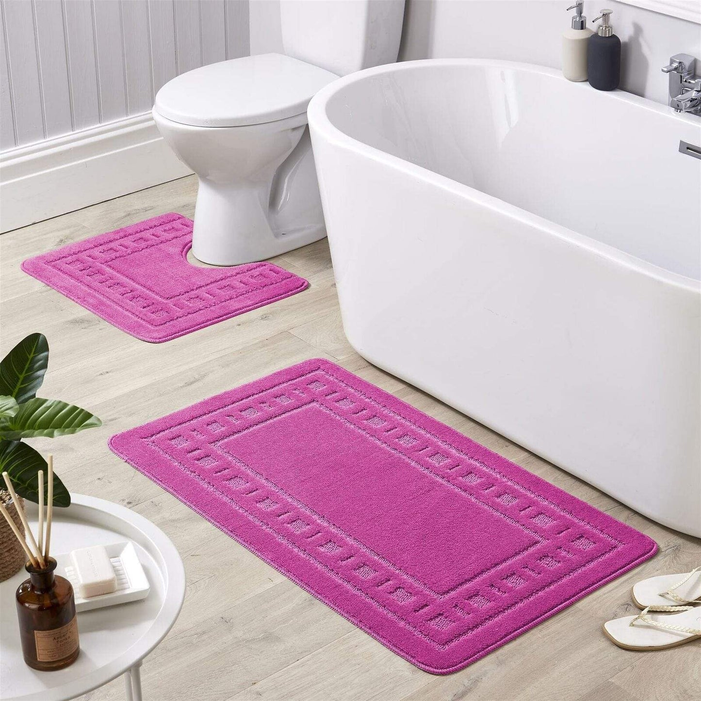 OLIVIA ROCCO basics Bath Mat HOT PINK Jumbo Miami Bath Mat Set Wholesale Manchester UK