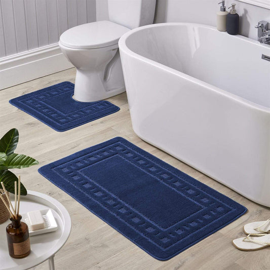 OLIVIA ROCCO basics Bath Mat NAVY Jumbo Miami Bath Mat Set Wholesale Manchester UK