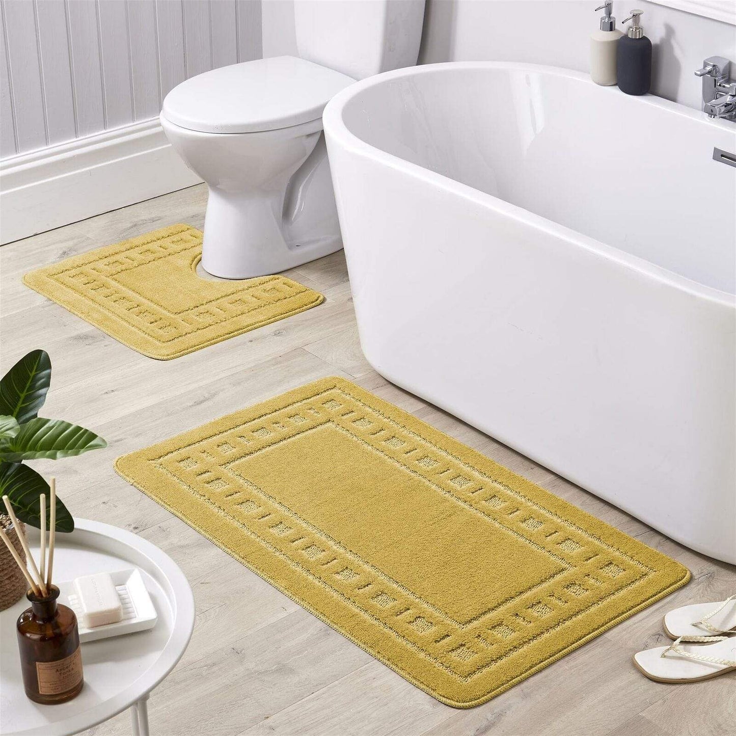 OLIVIA ROCCO basics Bath Mat OCHRE Jumbo Miami Bath Mat Set Wholesale Manchester UK