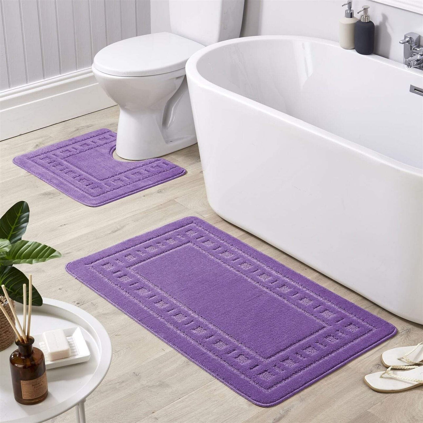 OLIVIA ROCCO basics Bath Mat PURPLE Jumbo Miami Bath Mat Set Wholesale Manchester UK