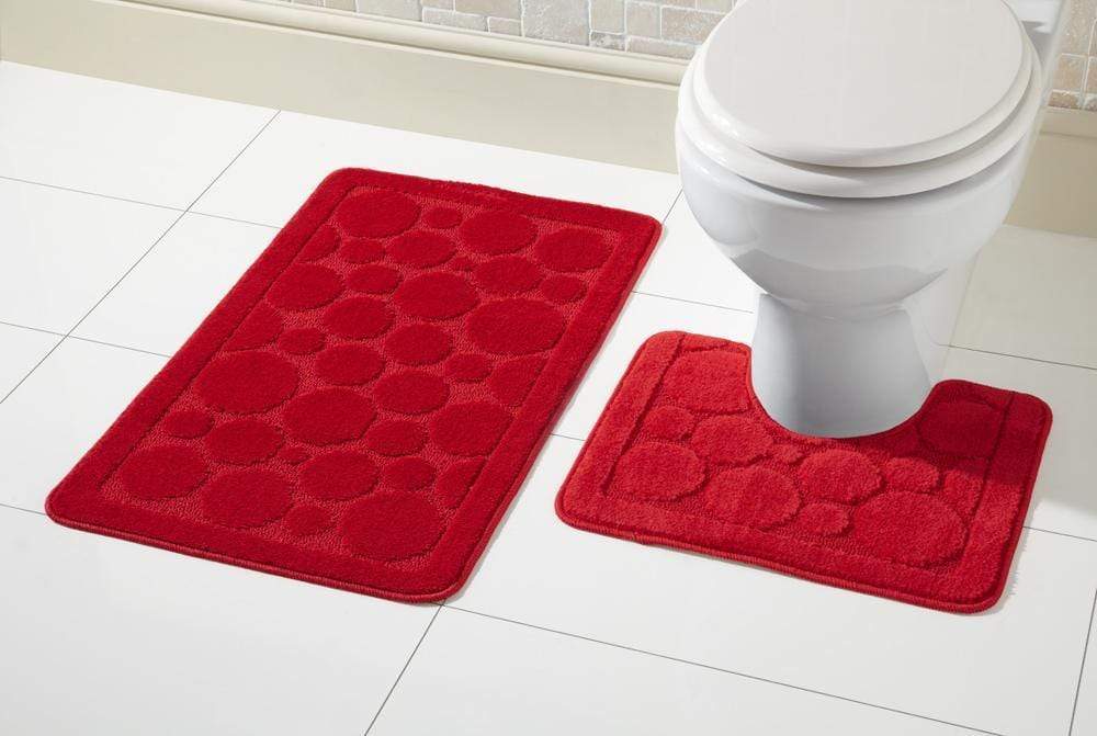 OLIVIA ROCCO basics Bath Mat RED Cali Bath Mat Set Wholesale Manchester UK