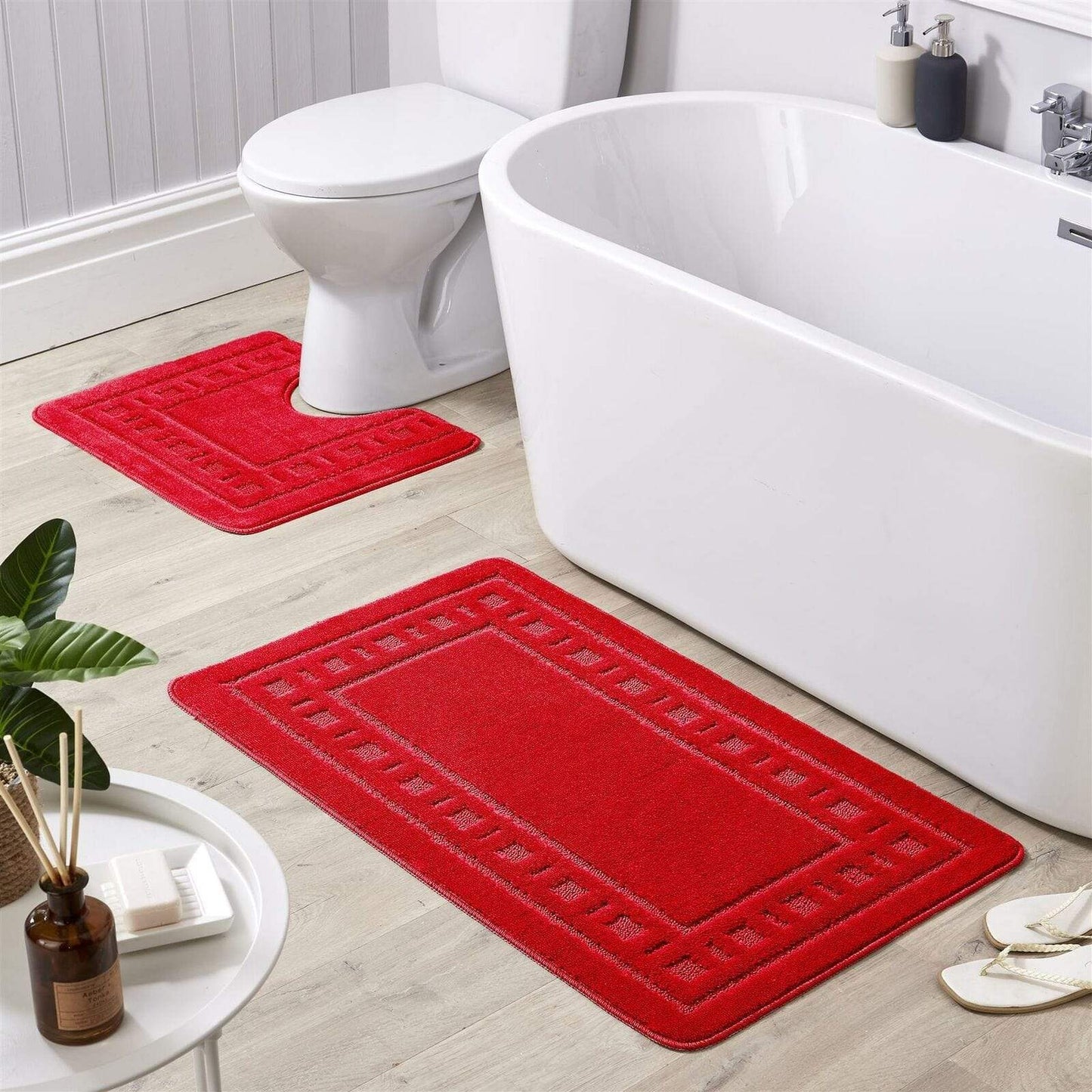 OLIVIA ROCCO basics Bath Mat RED Jumbo Miami Bath Mat Set Wholesale Manchester UK