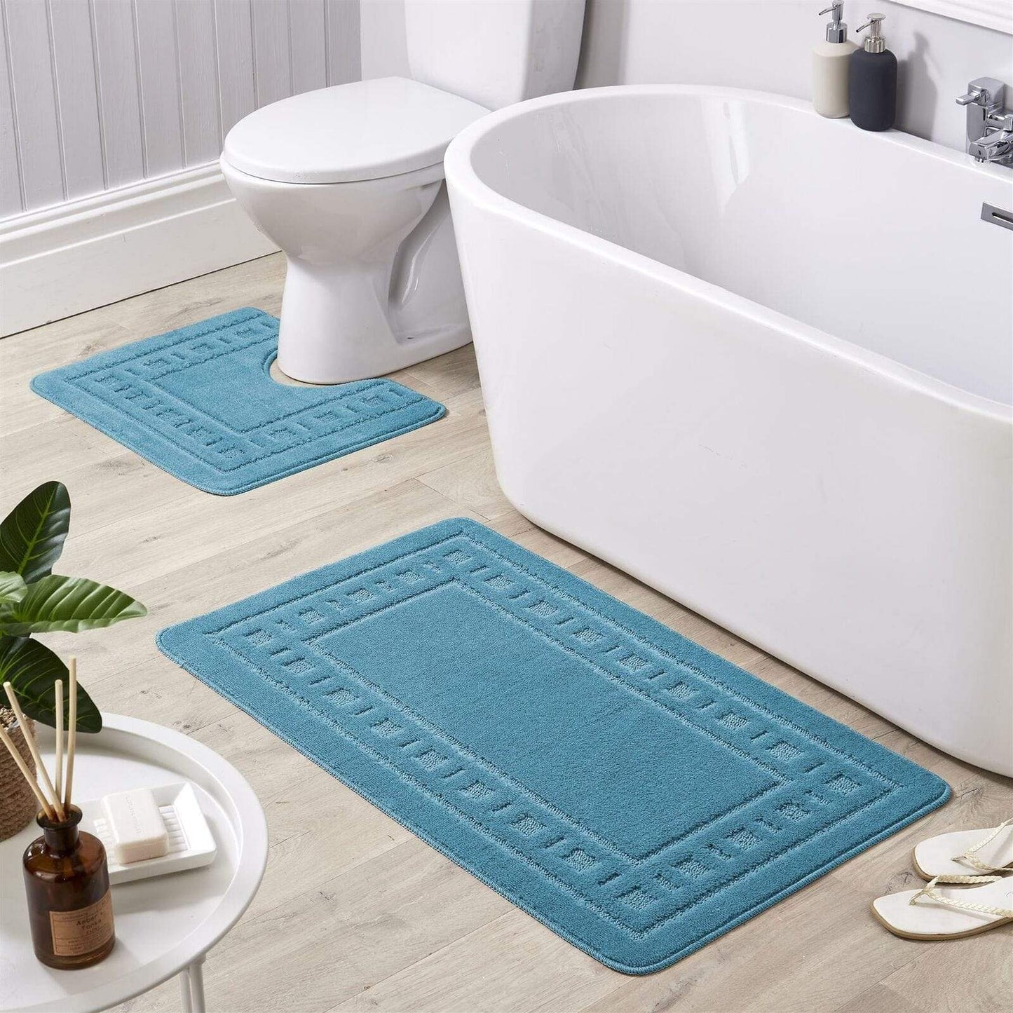 OLIVIA ROCCO basics Bath Mat TEAL Jumbo Miami Bath Mat Set Wholesale Manchester UK