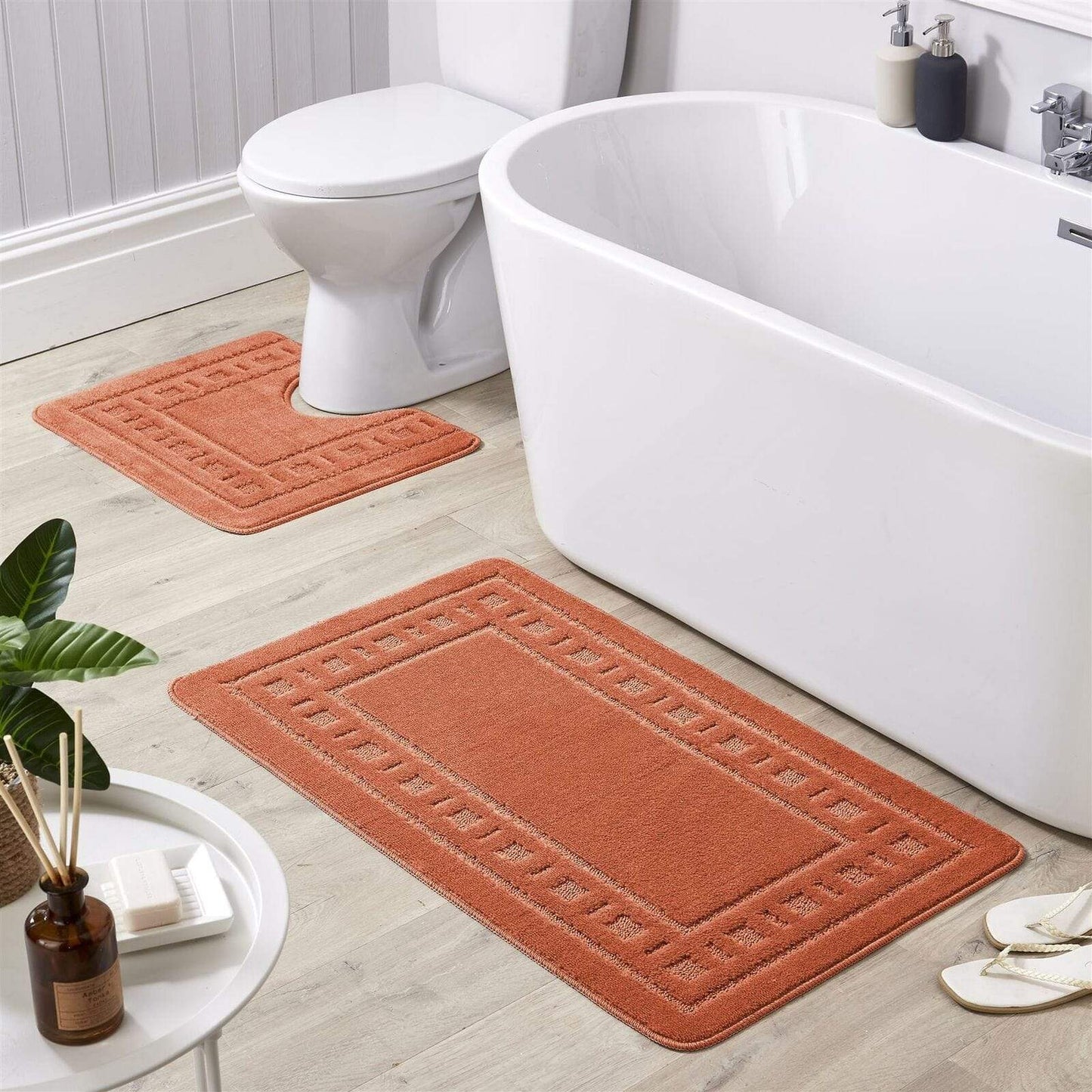 OLIVIA ROCCO basics Bath Mat TERRACOTTA Jumbo Miami Bath Mat Set Wholesale Manchester UK