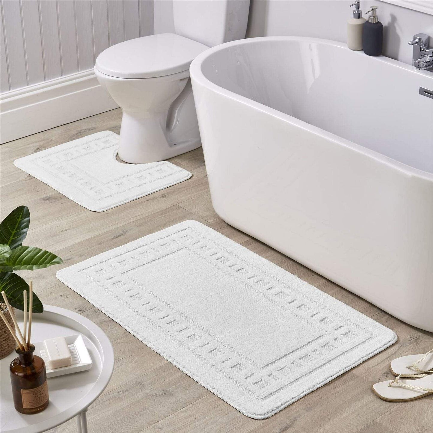 OLIVIA ROCCO basics Bath Mat WHITE Jumbo Miami Bath Mat Set Wholesale Manchester UK