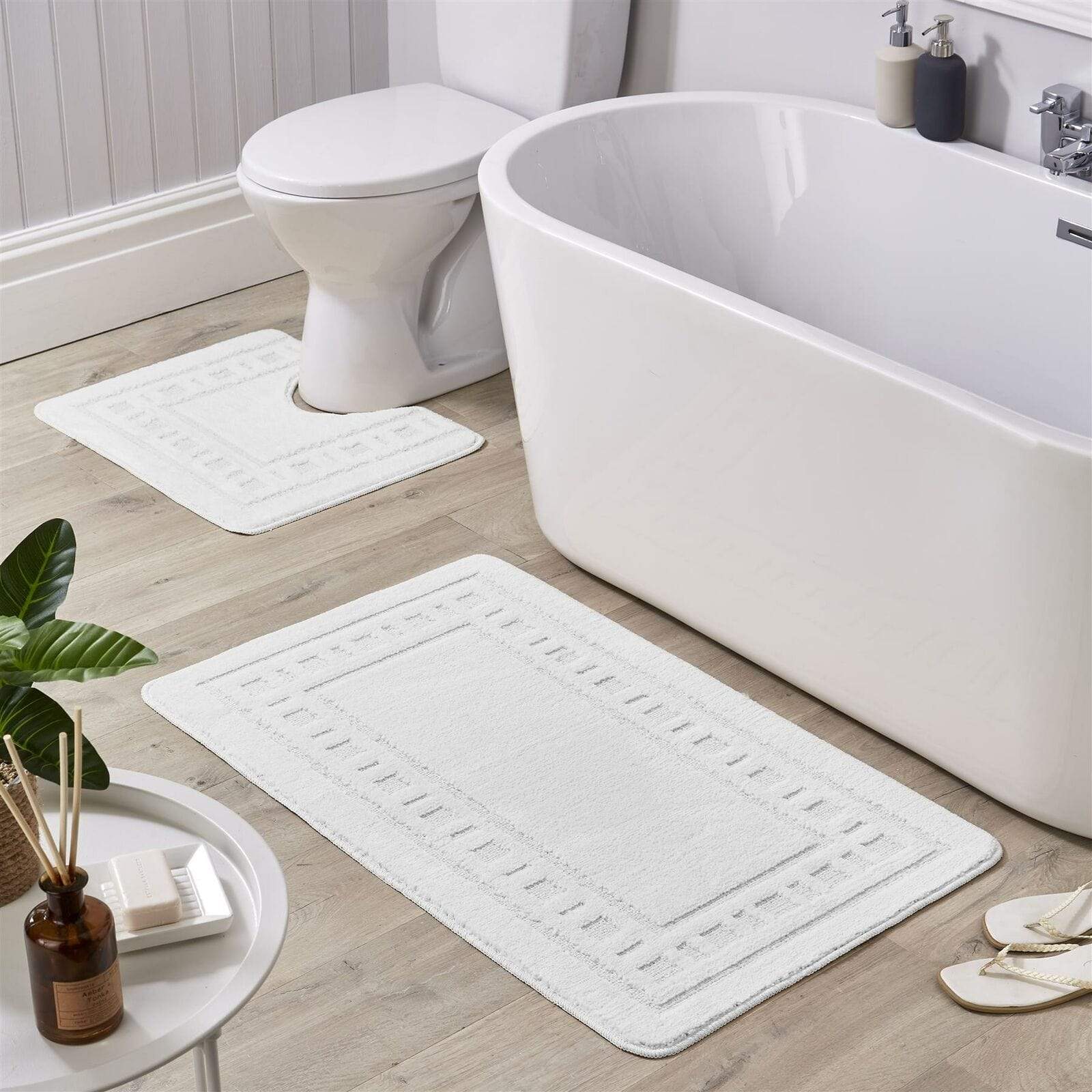 OLIVIA ROCCO basics Bath Mat WHITE Jumbo Miami Bath Mat Set Wholesale Manchester UK