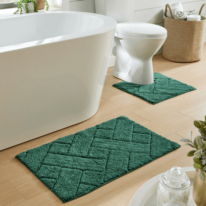 OLIVIA ROCCO Bath Mat EMERALD GREEN Bali Bath Mat & Pedestal Set Wholesale Manchester UK