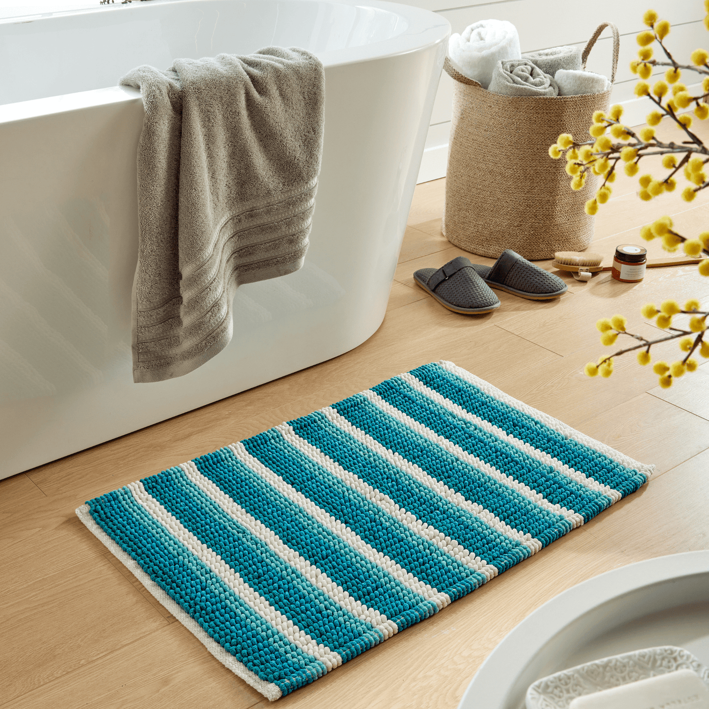 OLIVIA ROCCO Bath Mat Padstow Stripe Bathmat Wholesale Manchester UK