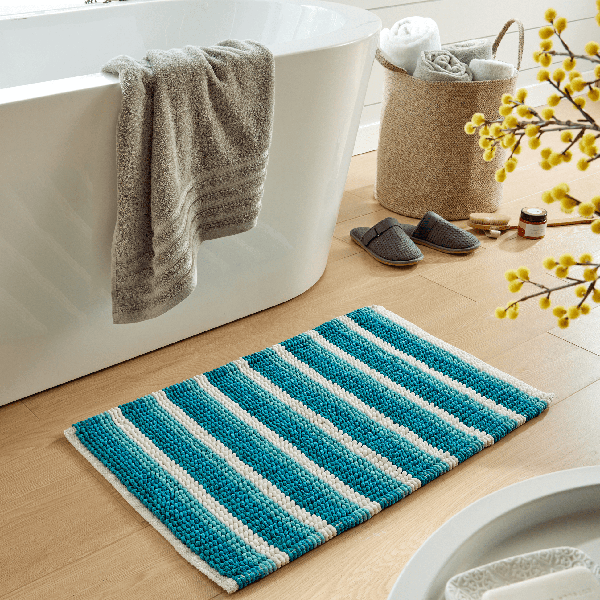 OLIVIA ROCCO Bath Mat Padstow Stripe Bathmat Wholesale Manchester UK