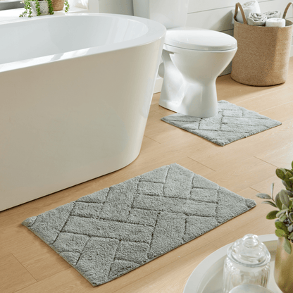 OLIVIA ROCCO Bath Mat SILVER Bali Bath Mat & Pedestal Set Wholesale Manchester UK