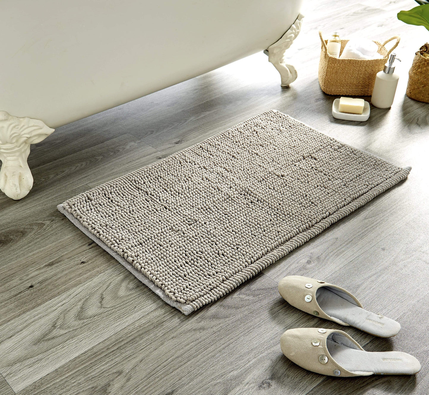 OLIVIA ROCCO Bath Mat SILVER Pebbles Micro Bobble Bath Mat Wholesale Manchester UK