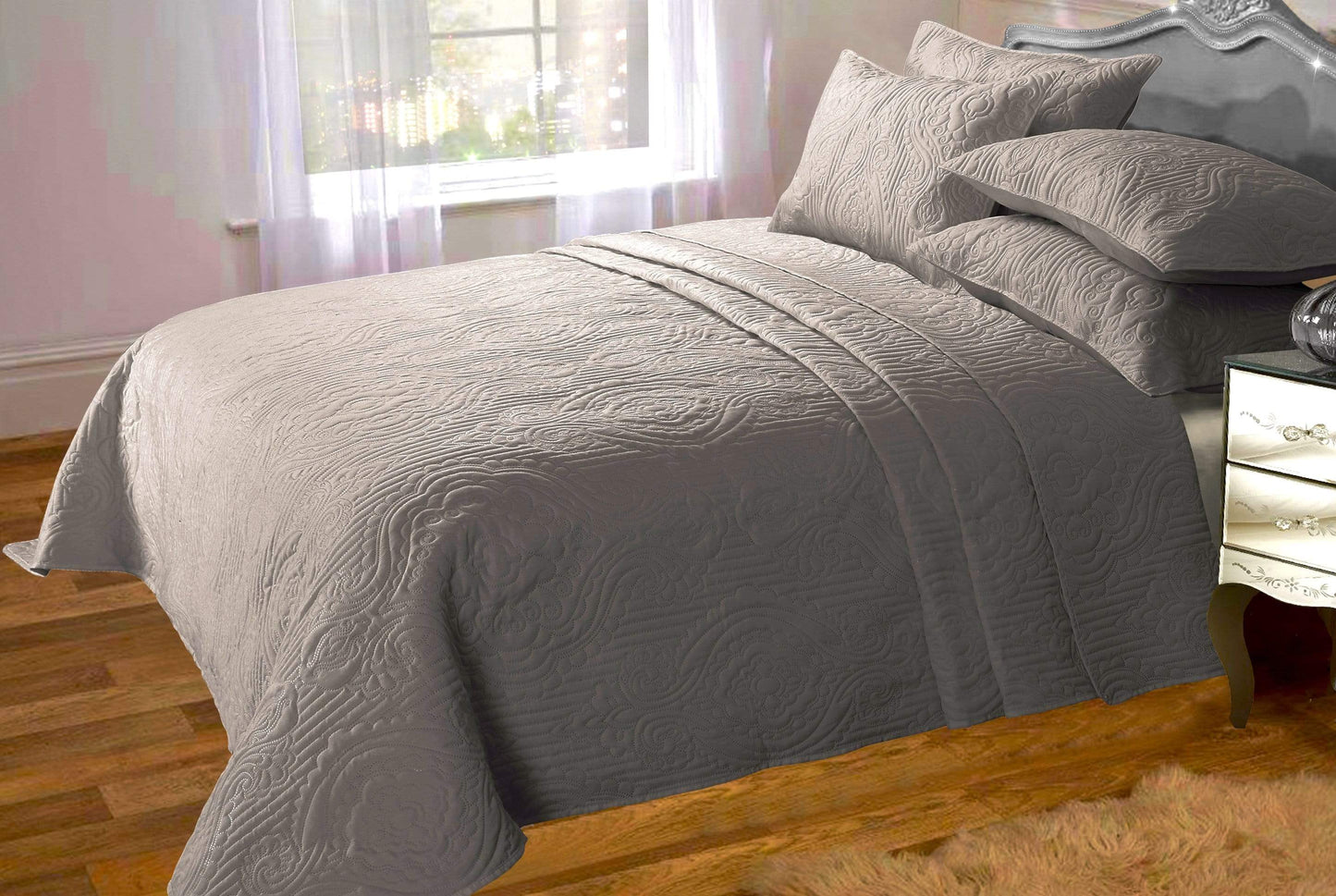 OLIVIA ROCCO Bedspead TAUPE Sorrento Bedspread Set Wholesale Manchester UK