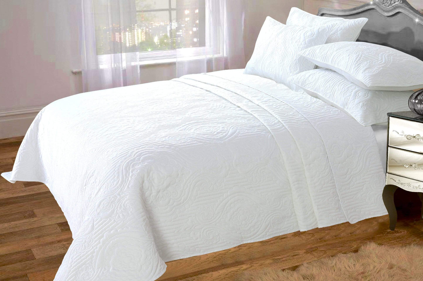 OLIVIA ROCCO Bedspead WHITE Sorrento Bedspread Set Wholesale Manchester UK