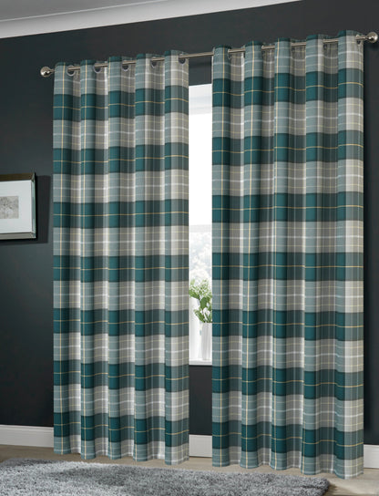 OLIVIA ROCCO Curtain 45” x 54” / CHECK EMERALD GREEN Printed Check & Marble Blackout Curtains Wholesale Manchester UK
