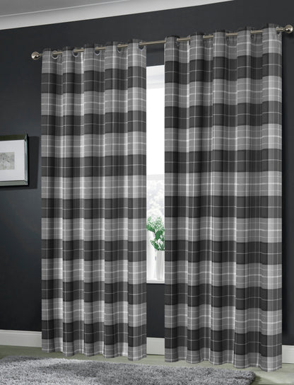 OLIVIA ROCCO Curtain 45” x 54” / CHECK GREY Printed Check & Marble Blackout Curtains Wholesale Manchester UK
