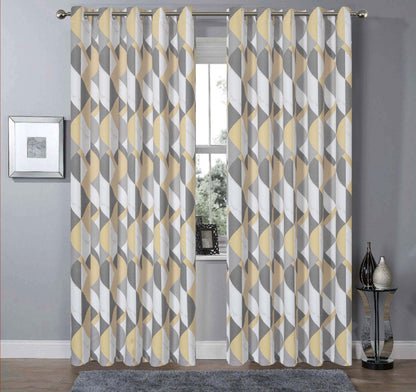 OLIVIA ROCCO Curtain 45” x 54” / MARBLE GREY/OCHRE Printed Check & Marble Blackout Curtains Wholesale Manchester UK