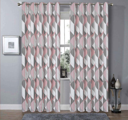 OLIVIA ROCCO Curtain 45” x 54” / MARBLE GREY/PINK Printed Check & Marble Blackout Curtains Wholesale Manchester UK