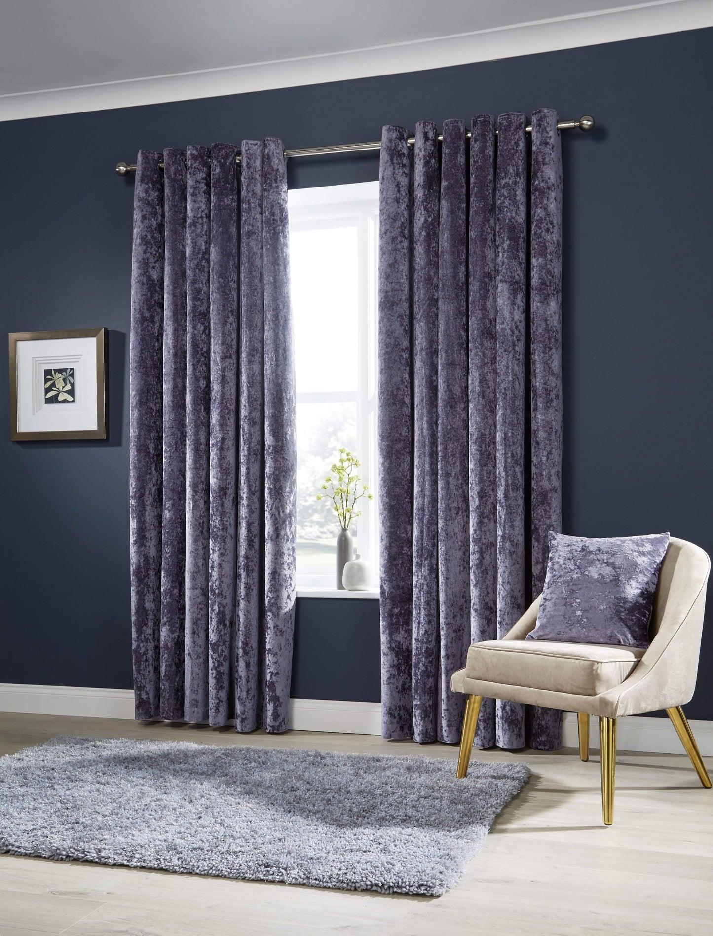 OLIVIA ROCCO Curtain 66” x 54” / MAUVE Crushed Velvet Curtains Wholesale Manchester UK