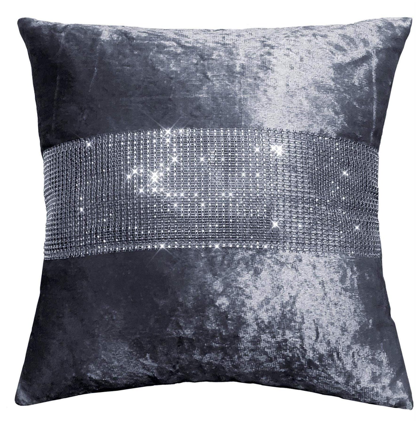 OLIVIA ROCCO Curtain CUSHION COVER / SILVER Diamante Crushed Velvet Curtains Wholesale Manchester UK