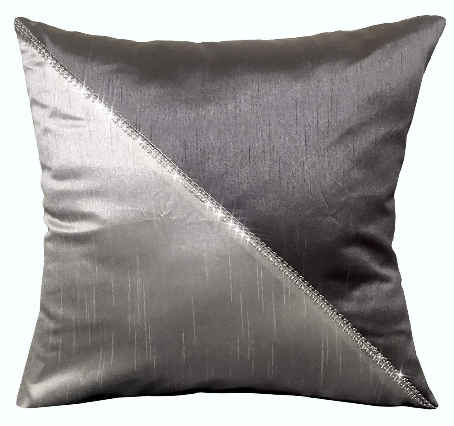 OLIVIA ROCCO Curtain CUSHION COVER / SILVER Haveli Luxury Faux Silk Curtains Wholesale Manchester UK