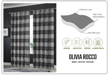 OLIVIA ROCCO Curtain Printed Check & Marble Blackout Curtains Wholesale Manchester UK