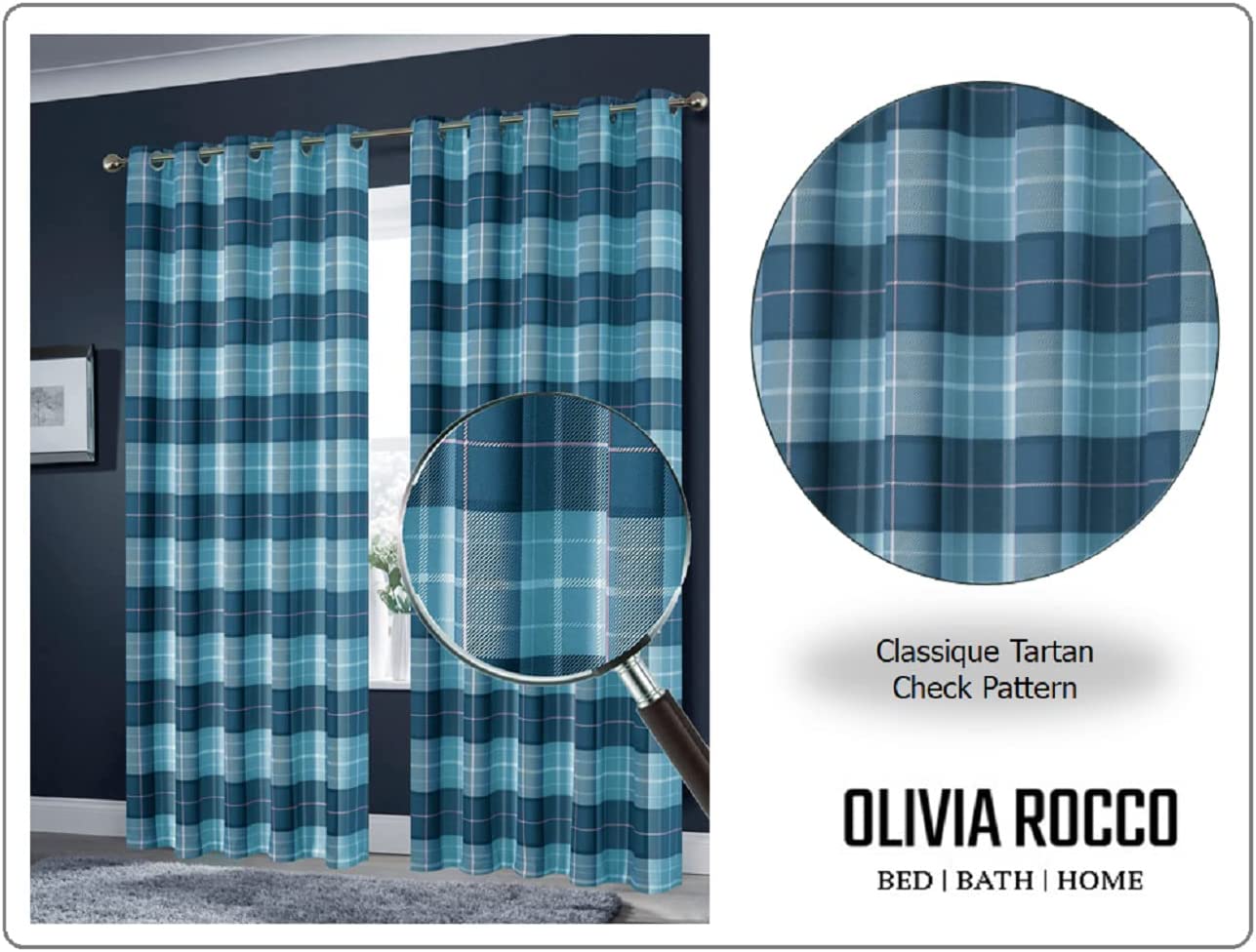OLIVIA ROCCO Curtain Printed Check & Marble Blackout Curtains Wholesale Manchester UK