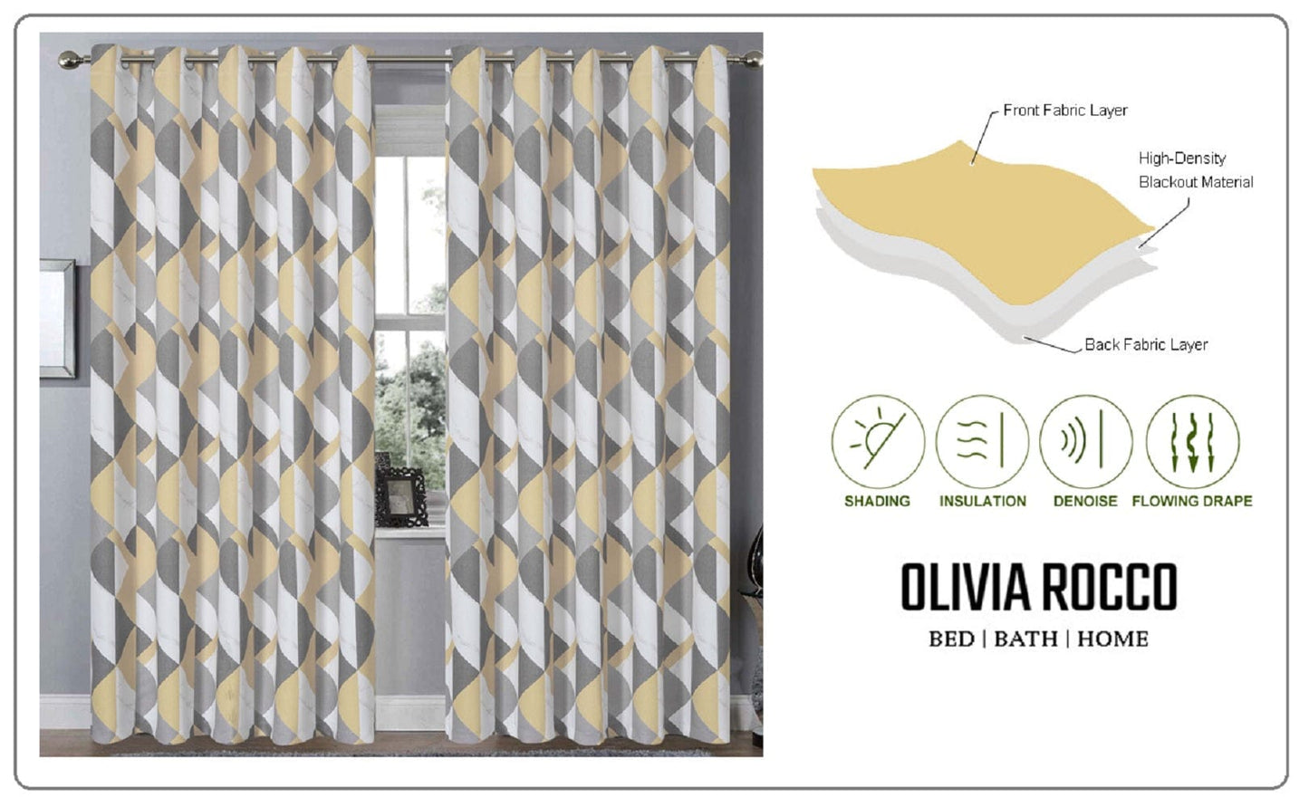 OLIVIA ROCCO Curtain Printed Check & Marble Blackout Curtains Wholesale Manchester UK