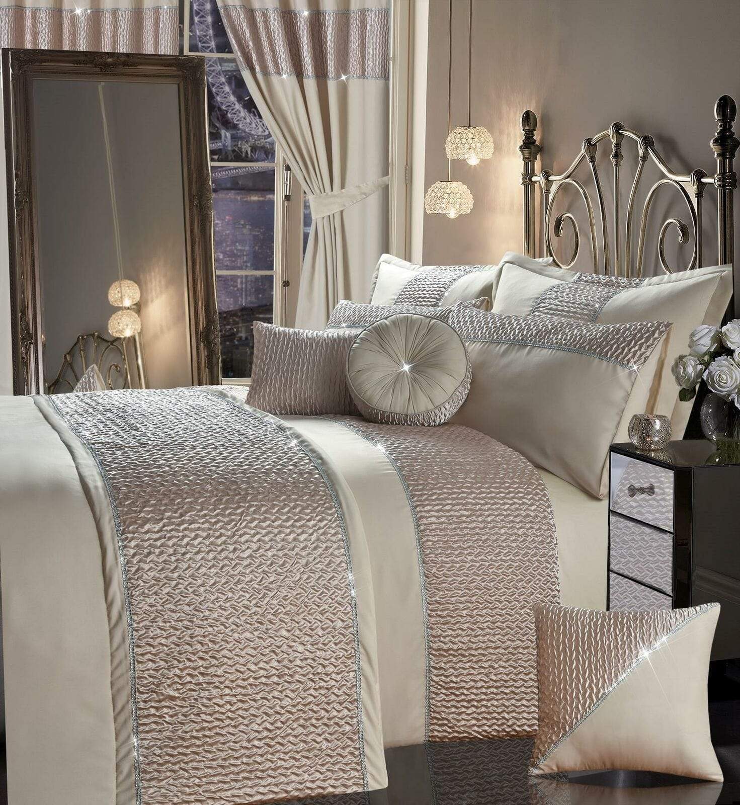 OLIVIA ROCCO Duvet Cover CHAMPAGNE / DOUBLE Zenia Duvet Set Wholesale Manchester UK
