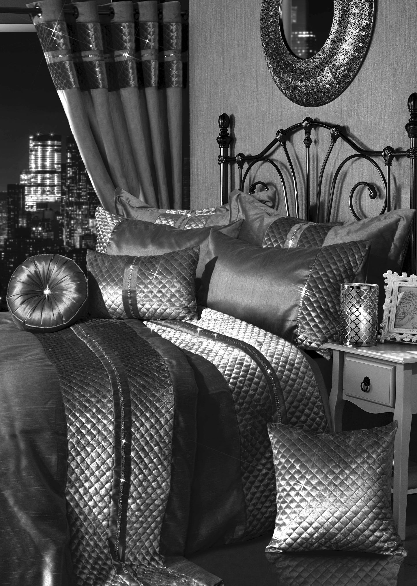 OLIVIA ROCCO Duvet Cover CHARCOAL / DOUBLE Kylie Duvet Set Wholesale Manchester UK