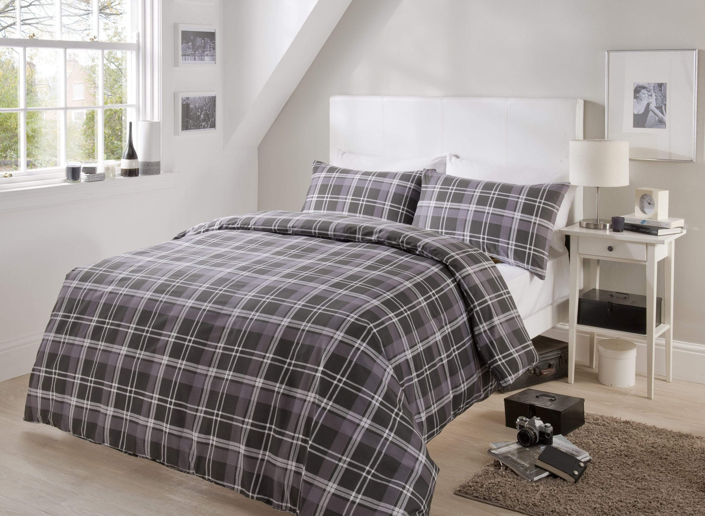OLIVIA ROCCO Duvet Cover SINGLE / BLACK Check Duvet Set Wholesale Manchester UK