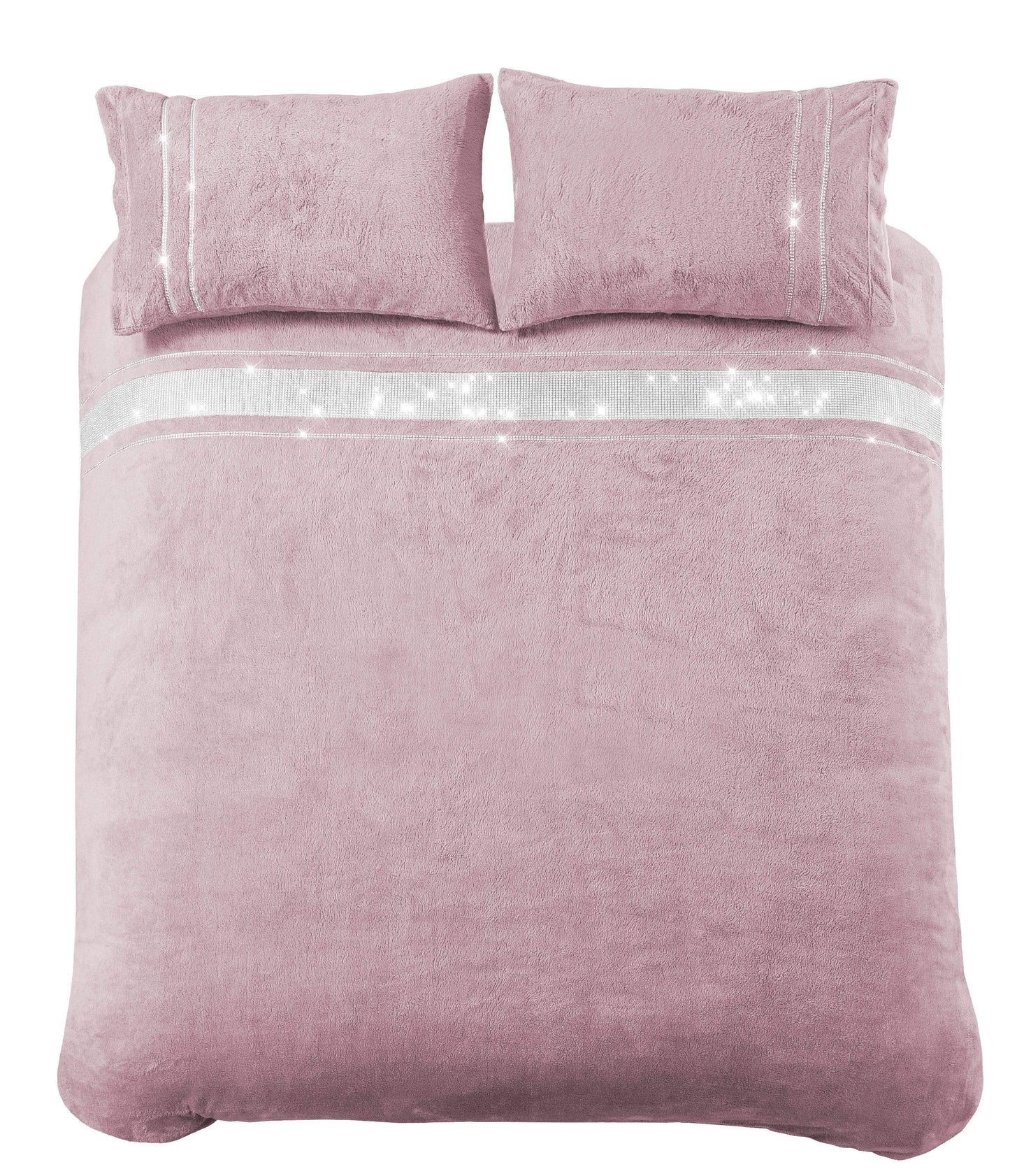 OLIVIA ROCCO Duvet Cover SINGLE / BLUSH PINK Diamante Teddy Duvet Set Wholesale Manchester UK