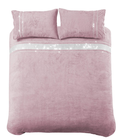 OLIVIA ROCCO Duvet Cover SINGLE / BLUSH PINK Diamante Teddy Duvet Set Wholesale Manchester UK