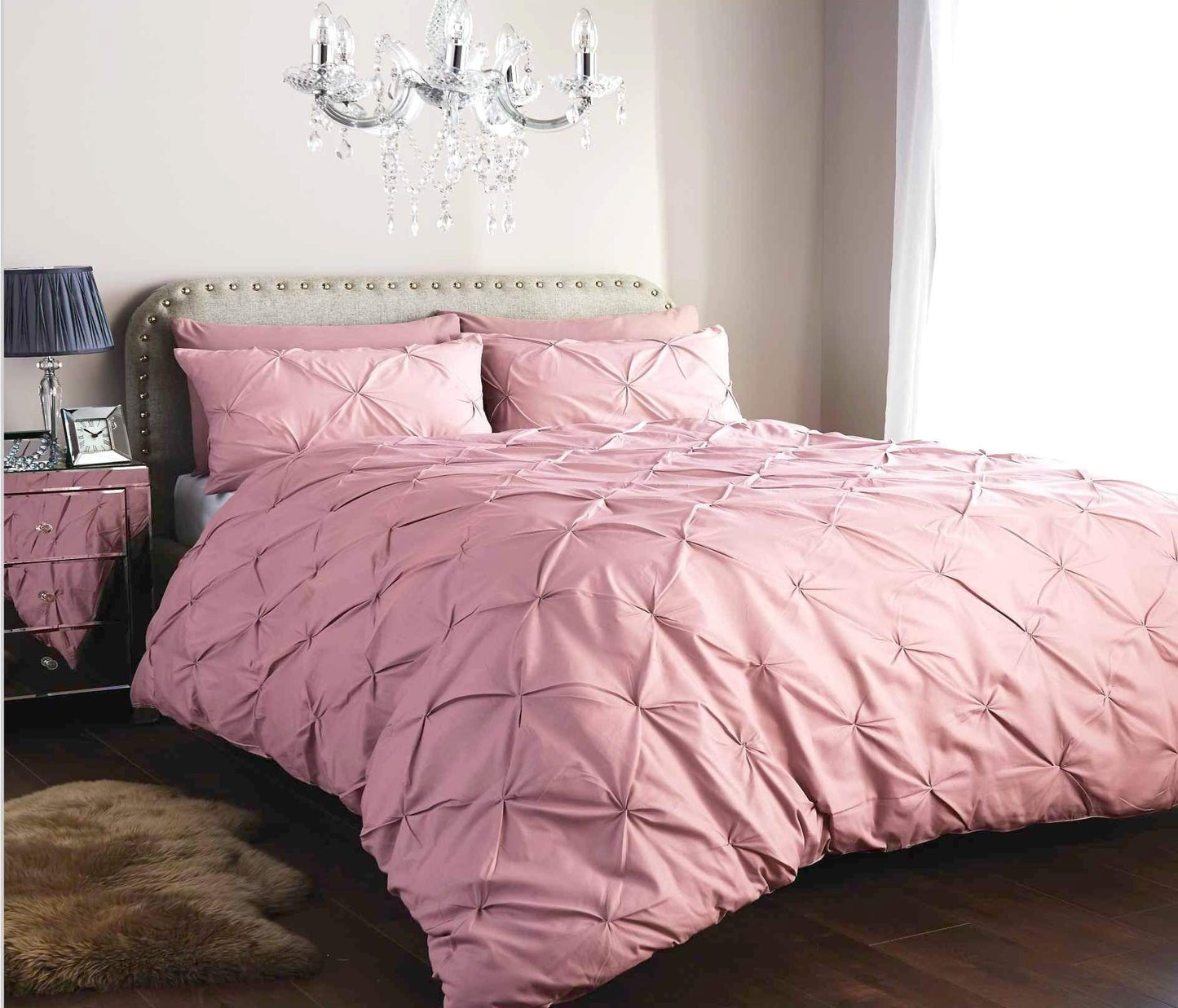 OLIVIA ROCCO Duvet Cover SINGLE / BLUSH PINK Pintuck Duvet Set Wholesale Manchester UK