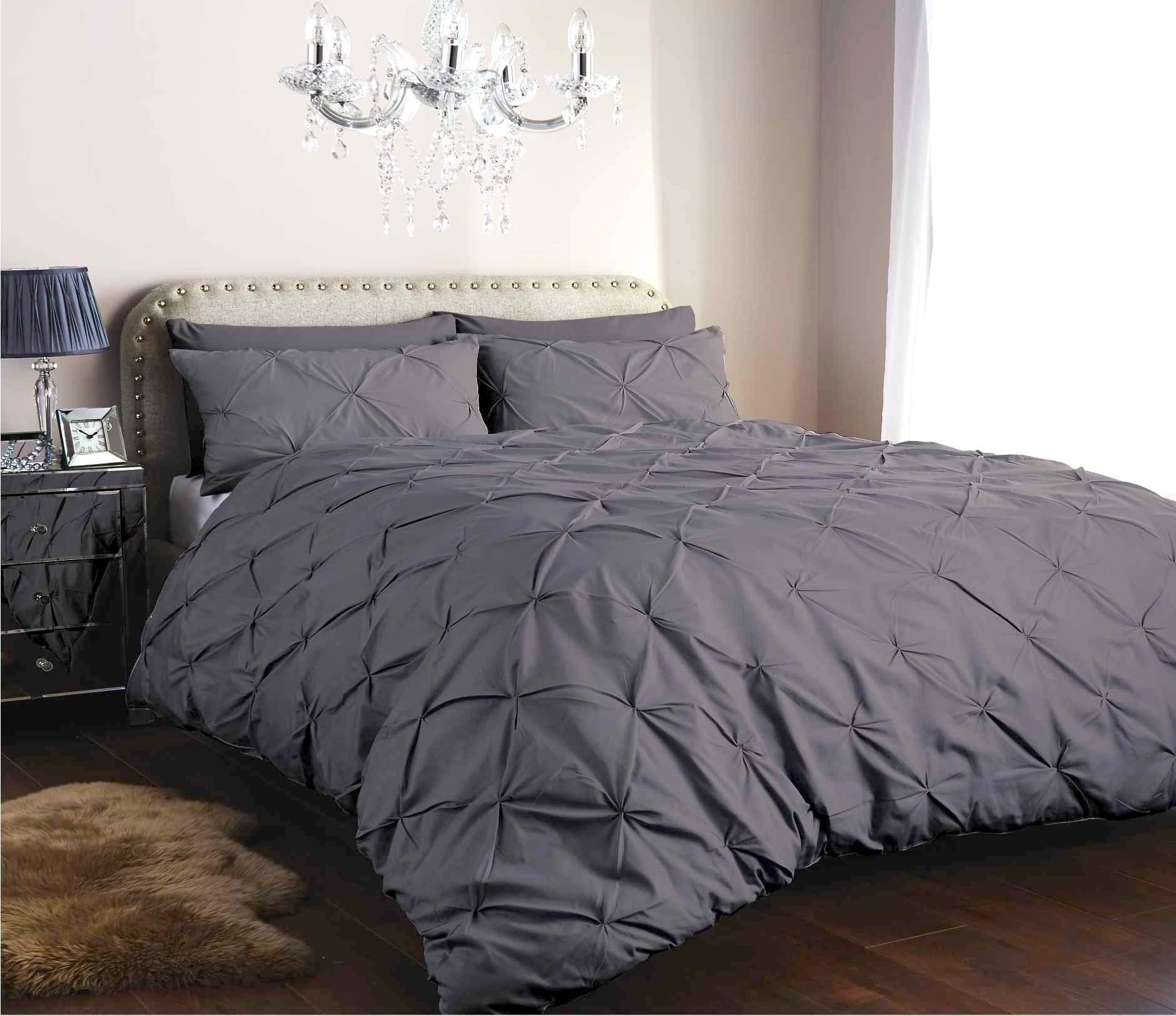 OLIVIA ROCCO Duvet Cover SINGLE / CHARCOAL Pintuck Duvet Set Wholesale Manchester UK