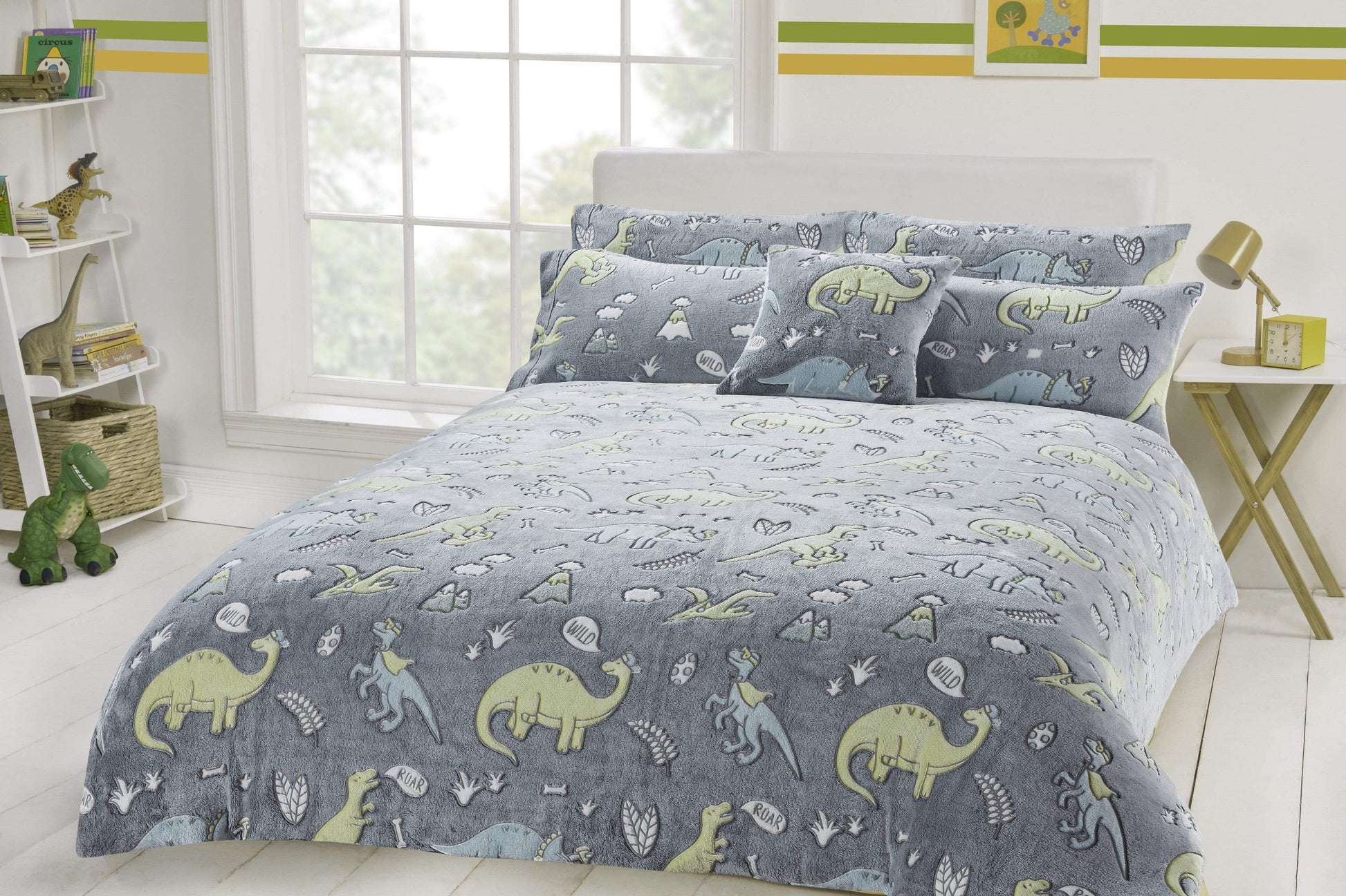 OLIVIA ROCCO Duvet Cover SINGLE Dinosaur Glow In The Dark Teddy Duvet Set Wholesale Manchester UK