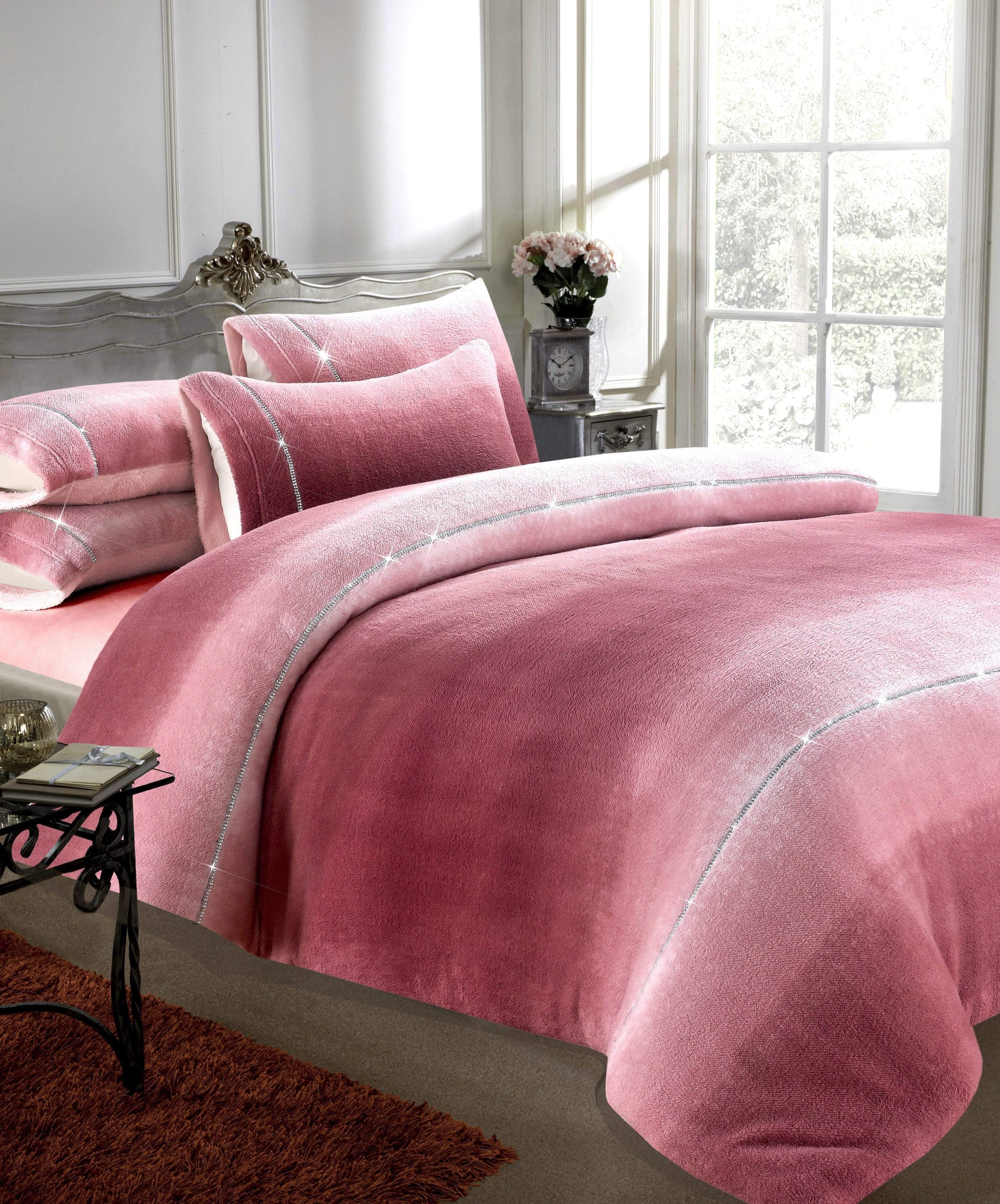 OLIVIA ROCCO Duvet Cover SINGLE / DUSKY PINK Ombre Teddy Duvet Set Wholesale Manchester UK