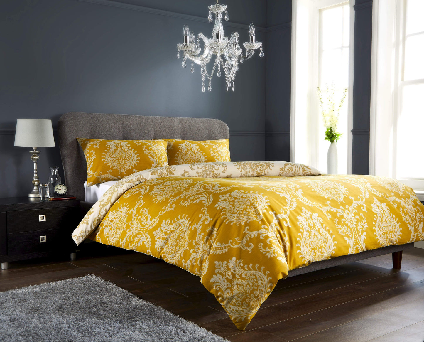 OLIVIA ROCCO Duvet Cover SINGLE / GOLD Royal Damask Collection Wholesale Manchester UK