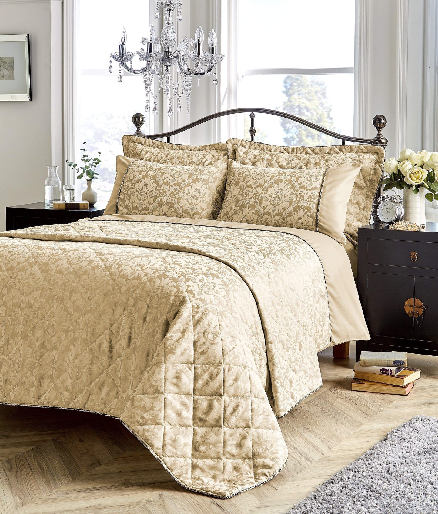 OLIVIA ROCCO Duvet Cover SINGLE / GOLD Savoy Woven Jacquard Collection Wholesale Manchester UK