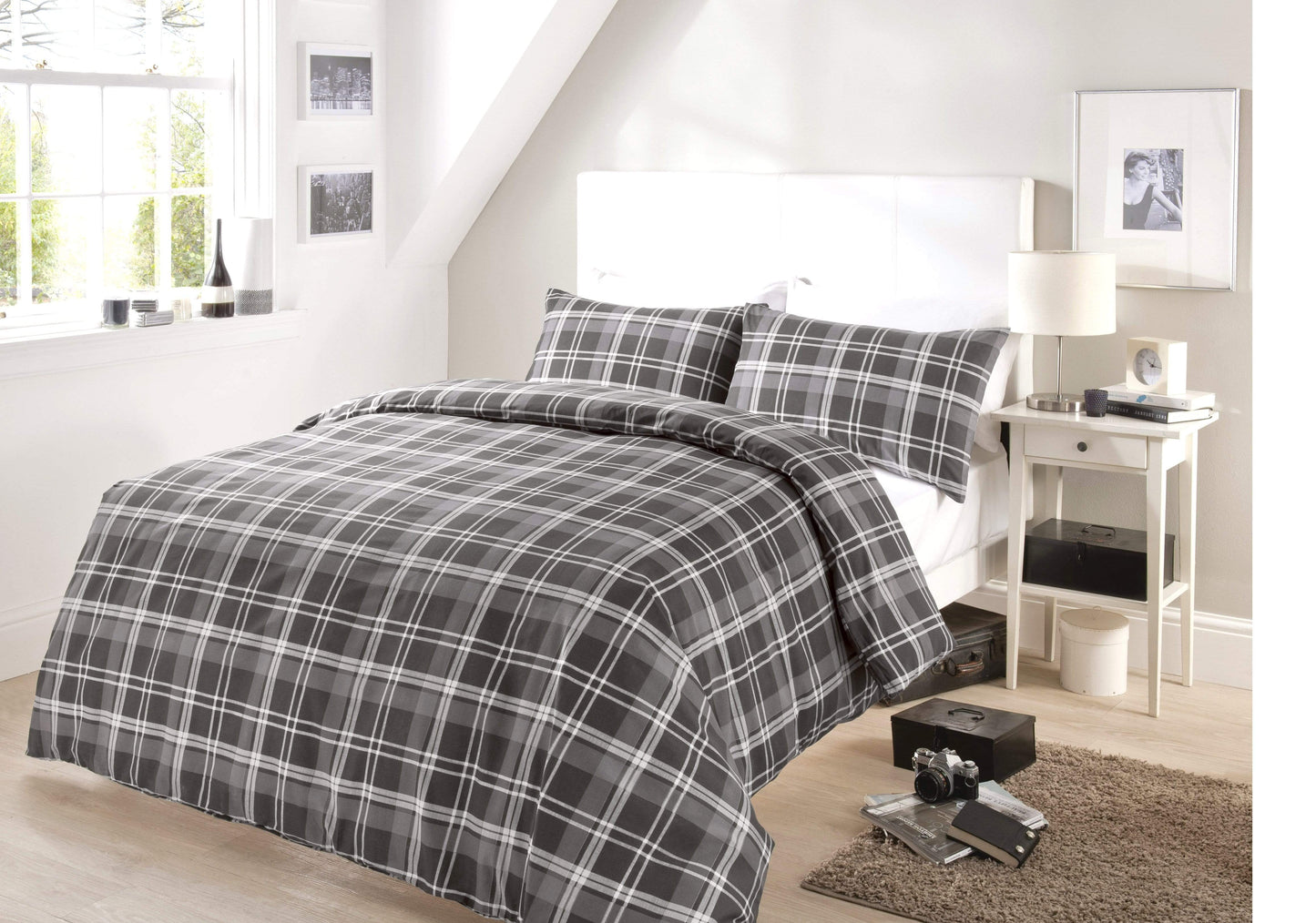 OLIVIA ROCCO Duvet Cover SINGLE / GREY Check Duvet Set Wholesale Manchester UK