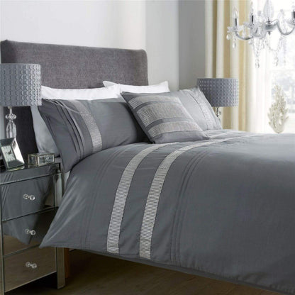 OLIVIA ROCCO Duvet Cover SINGLE / GREY Diamante Glitz Duvet Set Wholesale Manchester UK