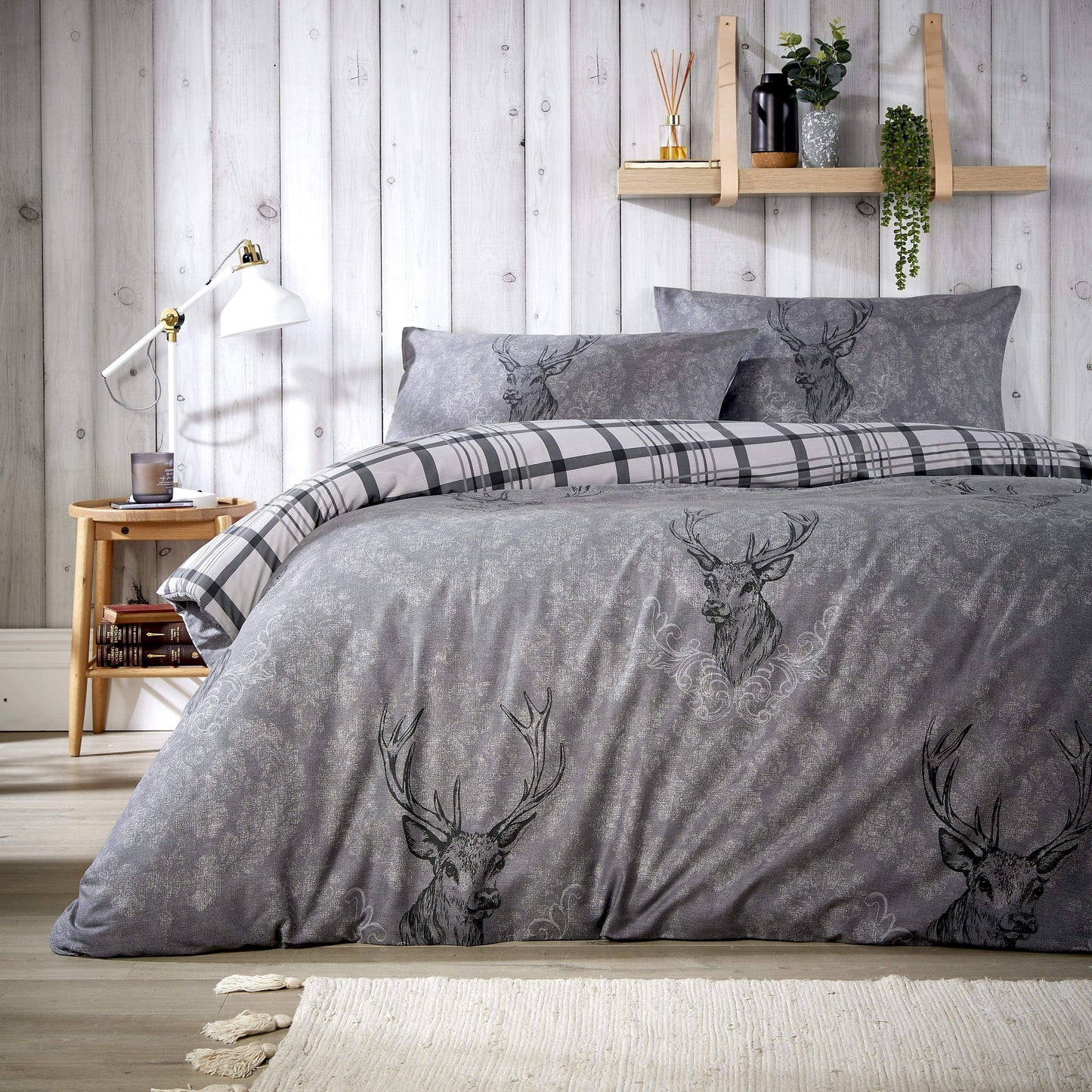 OLIVIA ROCCO Duvet Cover SINGLE / GREY Highland Stag Duvet Set Wholesale Manchester UK