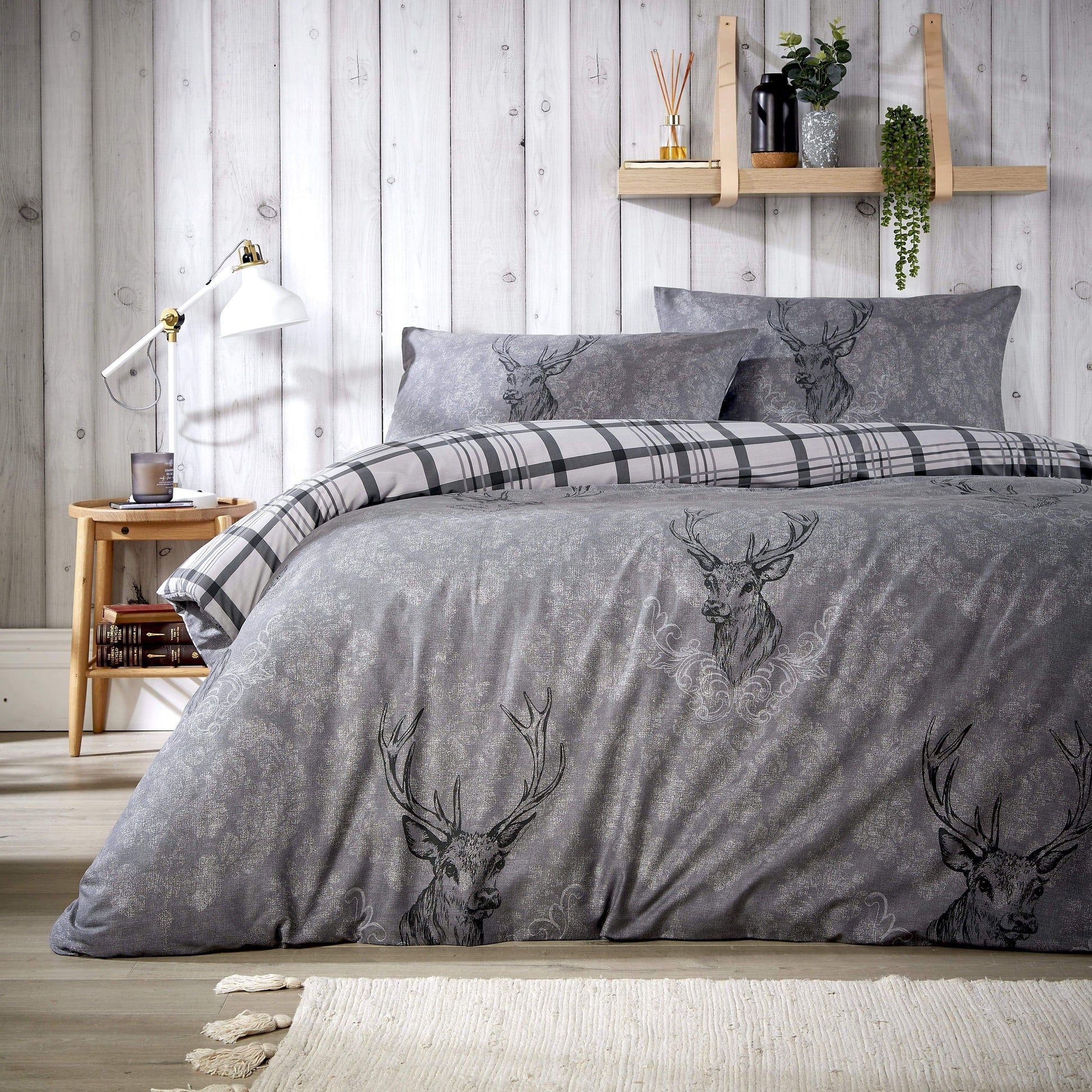 OLIVIA ROCCO Duvet Cover SINGLE / GREY Highland Stag Duvet Set Wholesale Manchester UK
