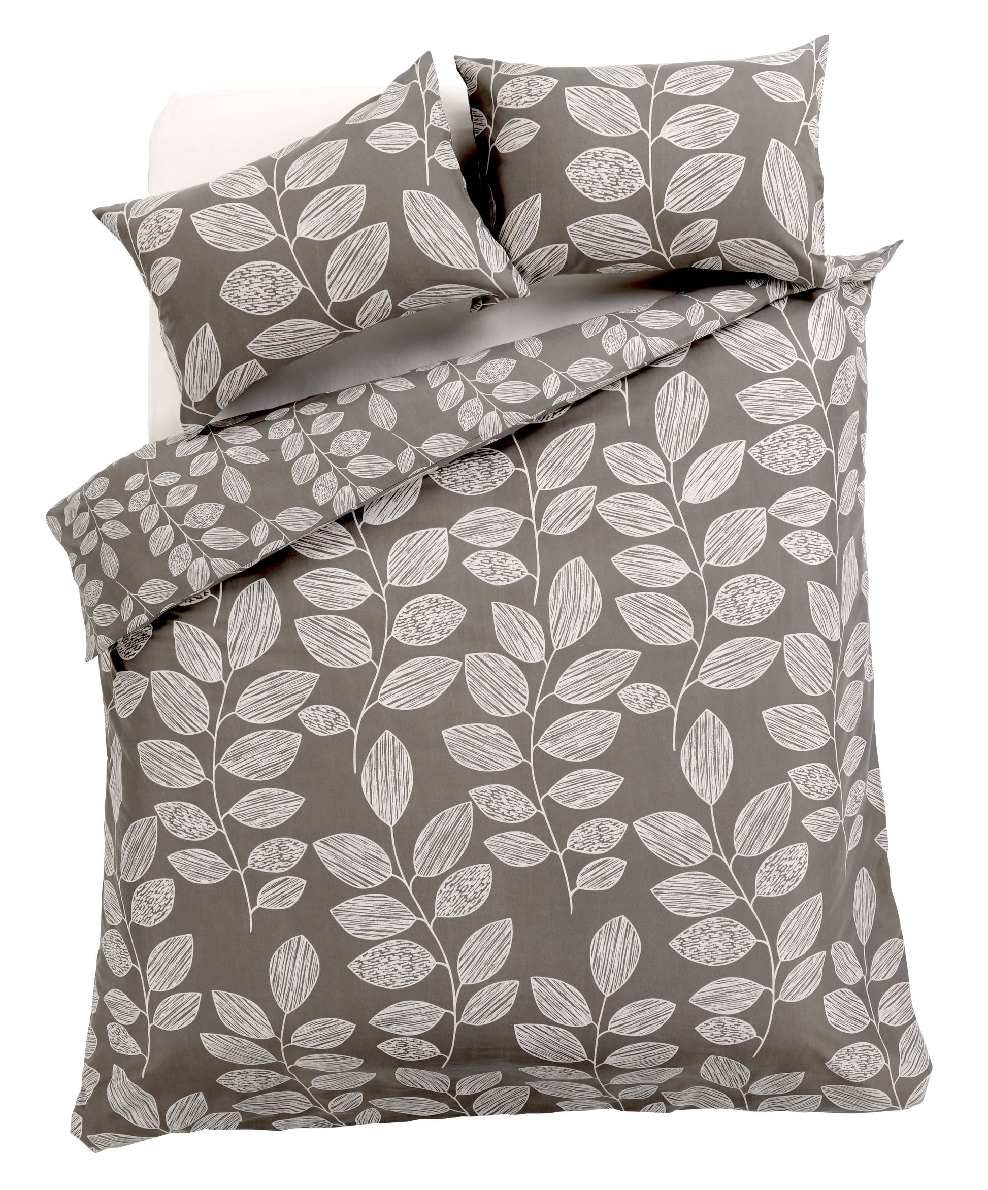 OLIVIA ROCCO Duvet Cover SINGLE / GREY Leaves Duvet Set Wholesale Manchester UK