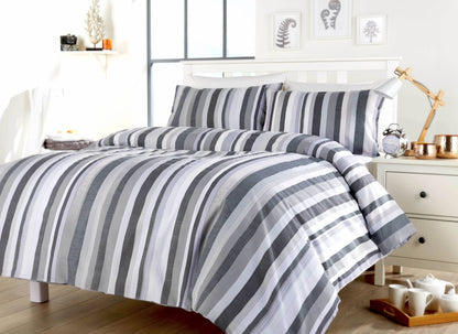 OLIVIA ROCCO Duvet Cover SINGLE / GREY Maine Stripe Duvet Set Wholesale Manchester UK