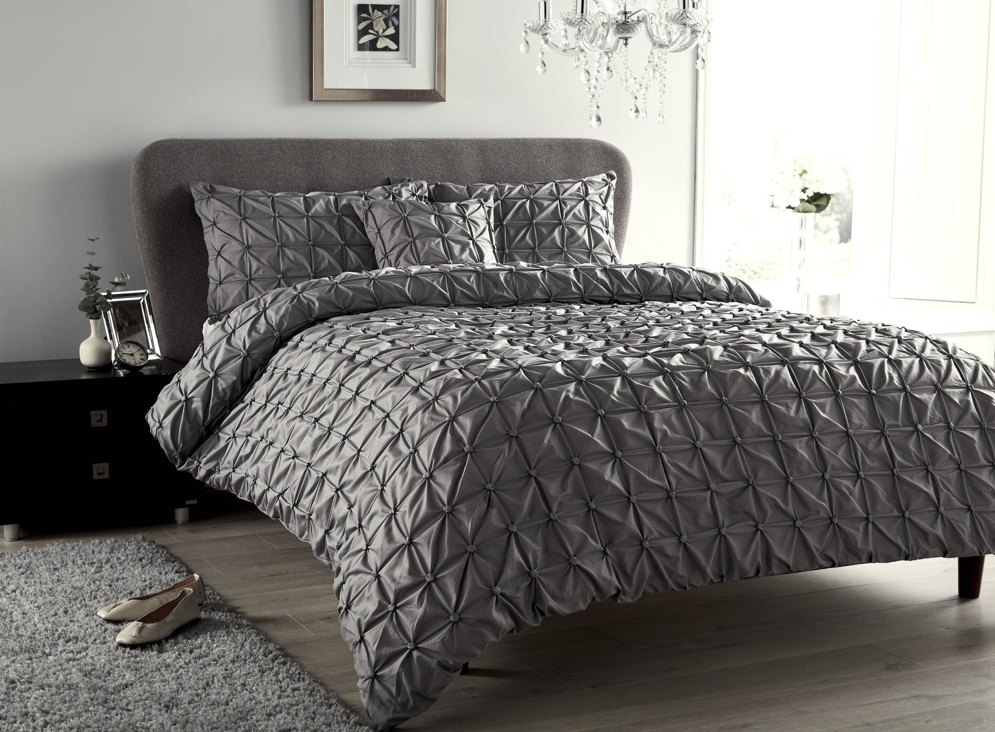 OLIVIA ROCCO Duvet Cover SINGLE / GREY Seville Duvet Set Wholesale Manchester UK