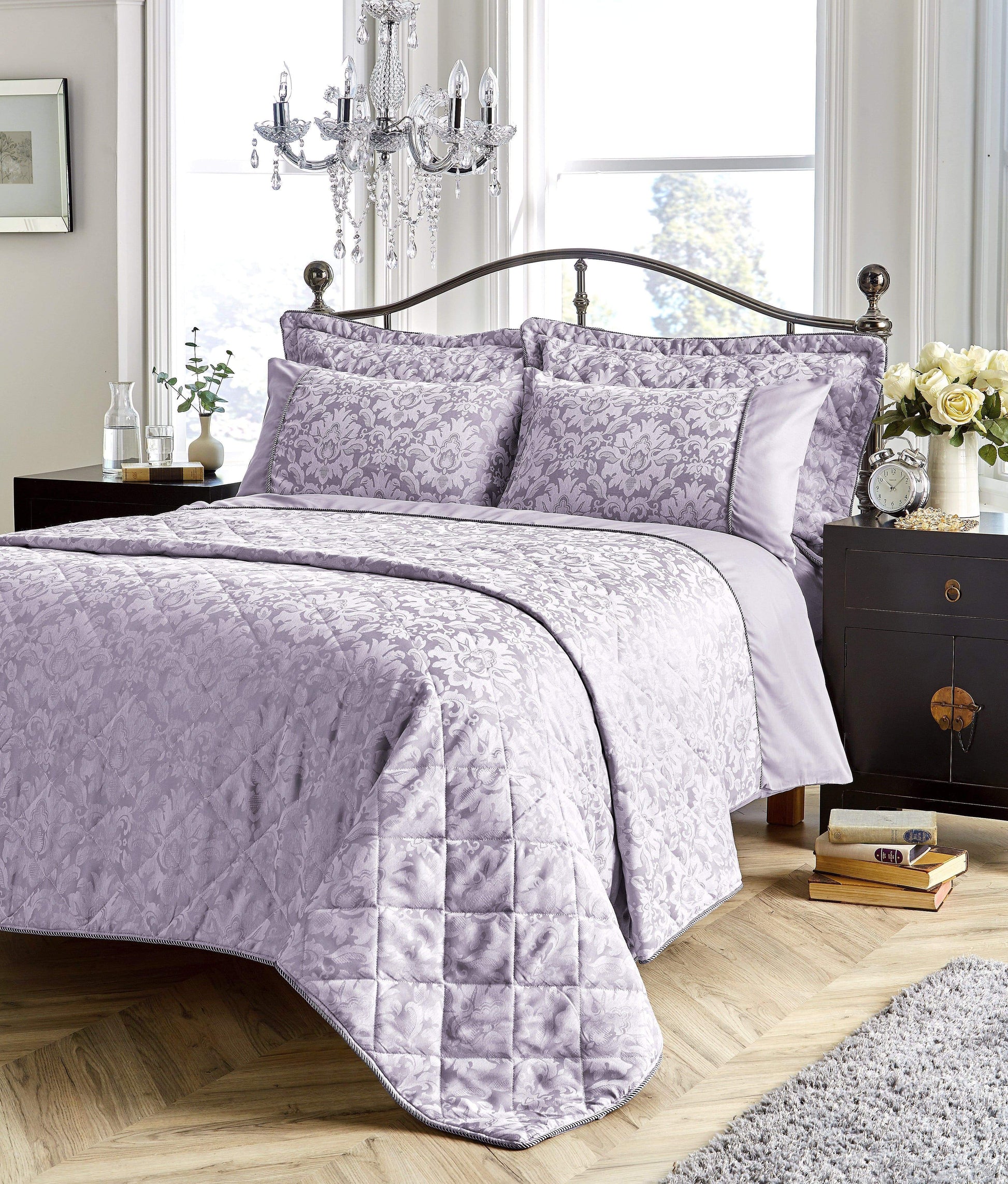 OLIVIA ROCCO Duvet Cover SINGLE / LILAC Savoy Woven Jacquard Collection Wholesale Manchester UK